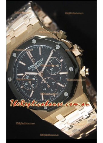 Audemars Piguet Royal Oak Rose Gold in Black Textured Ceramic Dial - 1:1 Mirror Replica