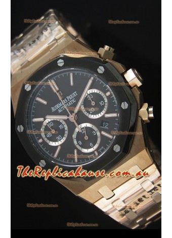 Audemars Piguet Royal Oak Rose Gold in Black Ceramic Dial - 1:1 Mirror Replica