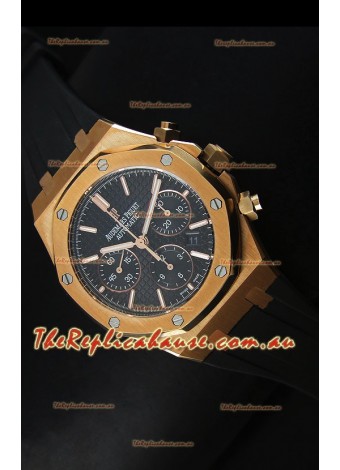Audemars Piguet Royal Oak Chronograph Watch in Yellow Gold in Black Dial