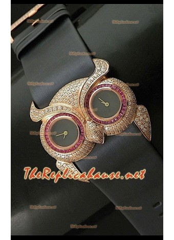 Chopard Animal World Ladies Owl Watch in Rose Gold Black Dial