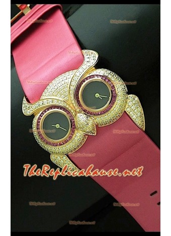 Chopard Animal World Ladies Owl Watch in Rose Gold Black Dial