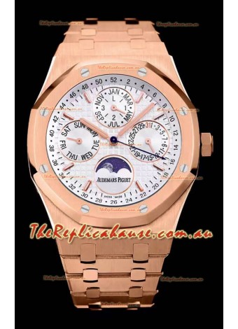 Audemars Piguet Royal Oak Perpetual Calendar Swiss Replica 904L Steel in Rose Gold Casing