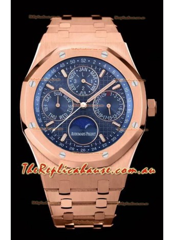 Audemars Piguet Royal Oak Perpetual Calendar Swiss Replica 904L Steel in Rose Gold Casing