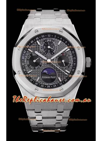 Audemars Piguet Royal Oak Perpetual Calendar Swiss Replica Steel Casing Watch in Grey Dial