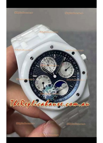 Audemars Piguet Royal Oak Perpetual Calendar Swiss Replica White PVD Casing in Blue Dial 