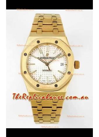 Audemars Piguet Royal Oak 37MM White Dial Yellow Gold Watch in 3120 Movement - 1:1 Mirror Replica