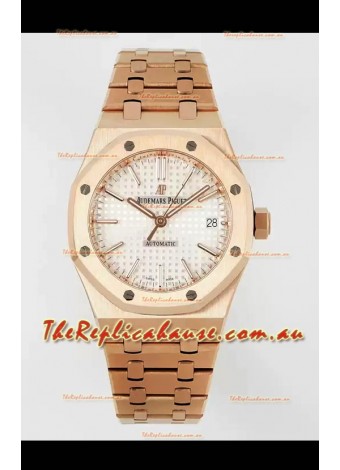Audemars Piguet Royal Oak 37MM White Dial Rose Gold Watch in 3120 Movement - 1:1 Mirror Replica