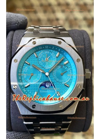 Audemars Piguet Royal Oak Perpetual Calendar Swiss Replica 904L Steel in Cyan Blue Dial