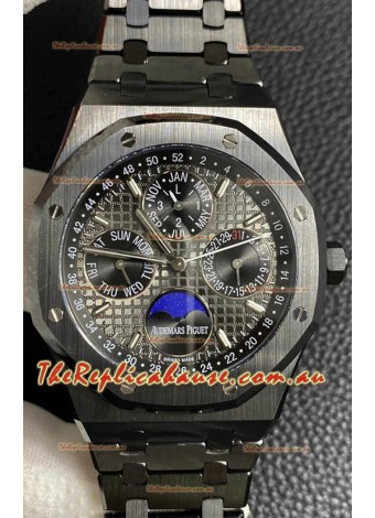 Audemars Piguet Royal Oak Perpetual Calendar Swiss Replica Black PVD Casing in Black Dial 