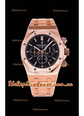 Audemars Piguet Royal Oak Chronograph Pink Gold Case Black Dial - 1:1 Mirror Replica