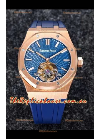 Audemars Piguet Royal Oak Tourbillon 41mm in 904L Rose Gold Case Rubber Strap 1:1 Ultimate Replica