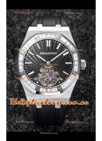 Audemars Piguet Royal Oak Tourbillon 41mm in 904L Casing - Grey Tapisserie Diamonds Bezel 1:1 Ultimate Replica