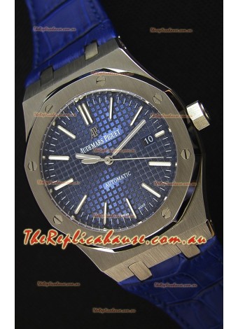 Audemars Piguet Royal Oak 41MM Blue Dial Leather Strap  - 1:1 Mirror Ultimate Edition
