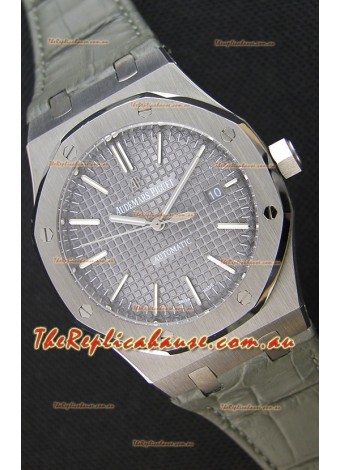 Audemars Piguet Royal Oak 41MM Grey Dial Leather Strap - 1:1 Mirror Ultimate Edition