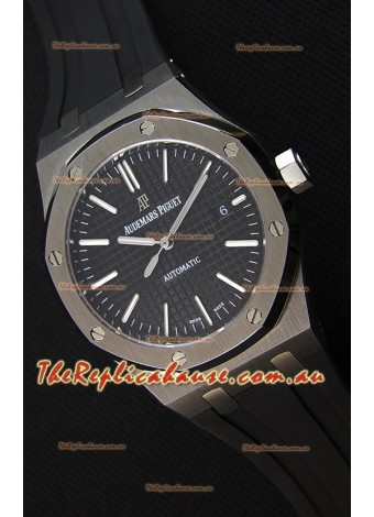 Audemars Piguet Royal Oak 41MM Black Dial Rubber Strap - 1:1 Mirror Ultimate Edition