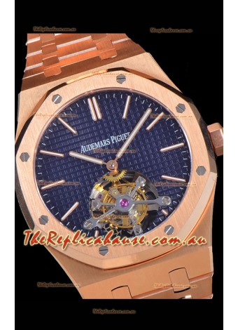 Audemars Piguet Royal Oak Tourbillon 41mm Blue Dial in 904L Steel Rose Gold Casing