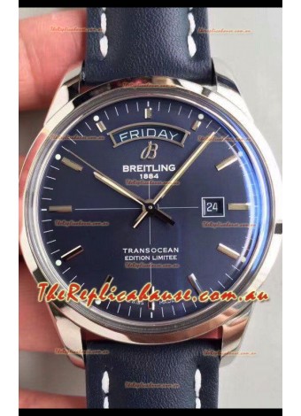 Breitling Transocean Day & Date Swiss Replica Watch in Aurora Blue Dial 1:1 Mirror Edition