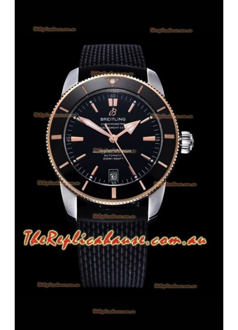 Breitling SuperOcean Heritage II 44MM Black Dial Two Tone 904L Rubber Strap 1:1 Mirror Replica