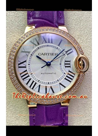 Ballon De Cartier Swiss Automatic 1:1 Mirror Quality 36MM in Rose gold Casing