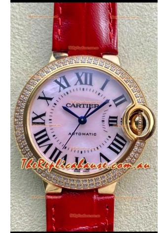 Ballon De Cartier Swiss Automatic 1:1 Mirror Quality 33MM in Rose Gold Pink Pearl Dial