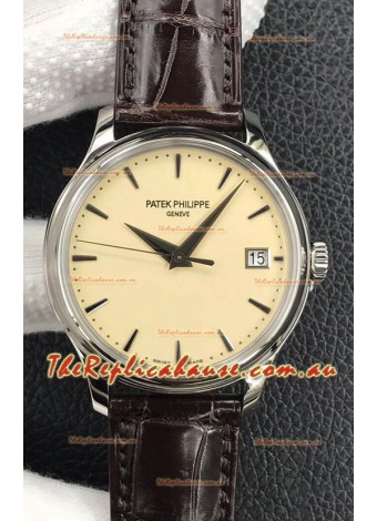 Patek Philippe Calatrava 5227G-001 Pale Yellow Dial 1:1 Mirror Swiss Replica Steel Casing