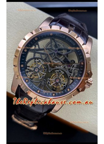Roger Dubuis Excalibur Dual Tourbillon 1:1 Mirror Swiss Rose Gold Case