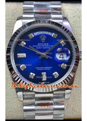 Rolex Day Date 36MM M128239-0023 904L Steel in Blue Dial 1:1 Mirror Replica