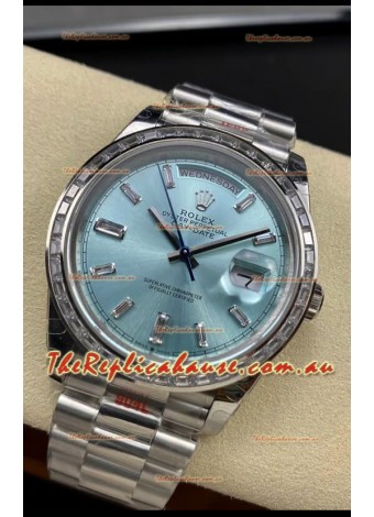 Rolex Day Date M228396TBR-0002 904L Steel 40MM - Ice Blue Dial 1:1 Mirror Replica