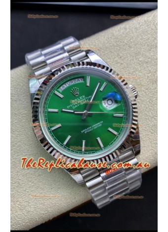 Rolex Day Date 904L Stainless Steel Watch 40MM - Green Dial 1:1 Mirror Quality