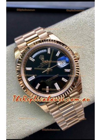 Rolex Day Date 40MM 228238a 1:1 Rose Gold in Black Dial 1:1 Mirror Replica Watch