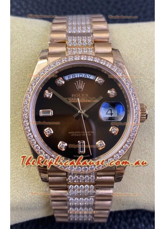 Rolex Day Date Presidential M128345rbr-0041 18K Rose Gold Watch 36MM - Brown Dial 1:1 Mirror Quality