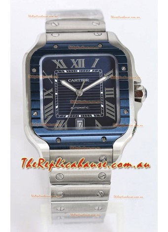 Santos De Cartier 1:1 Blue DLC Bezel Swiss Replica Watch 40MM