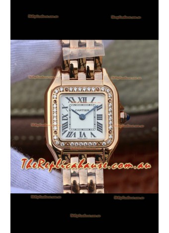 Cartier PANTHERE Edition 1:1 Mirror Swiss Watch Rose Gold White Dial - Diamonds Bezel