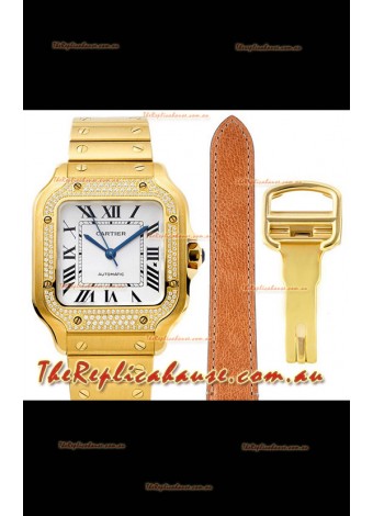 Cartier "Santos De Cartier" Mens XL 1:1 Mirror Replica Watch in Yellow Gold Casing