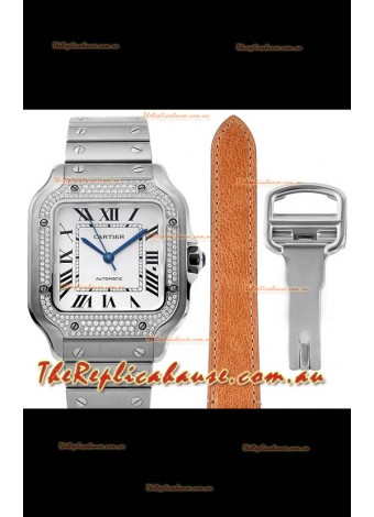 Cartier "Santos De Cartier" Mens XL 1:1 Mirror Replica Watch in Stainless Steel Casing