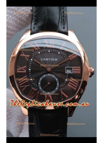 Drive De Cartier 1:1 Mirror Replica Watch in Rose Gold Plating - Brown Dial 