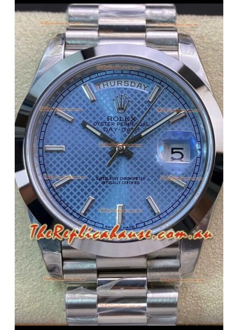 Rolex Day Date Presidential M228206-0004 904L Steel 40MM - Light Blue Dial 1:1 Mirror Quality Watch