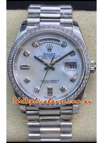 Rolex Day Date Presidential 904L Steel 36MM - White Pearl Dial 1:1 Mirror Quality Watch