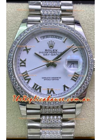 Rolex Day Date Presidential M128349RBR-0026 904L Steel 36MM - White Roman Dial 1:1 Mirror Quality