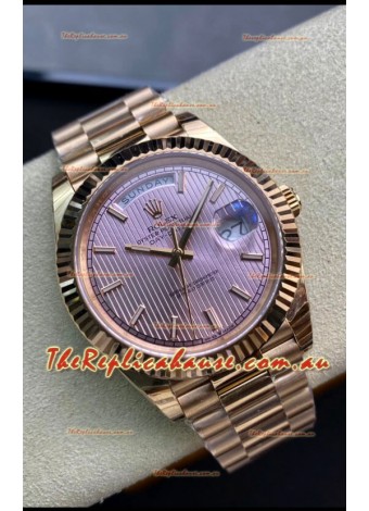 Rolex Day Date 40MM M228235-0005 1:1 Rose Gold in Champange Dial 1:1 Mirror Replica Watch