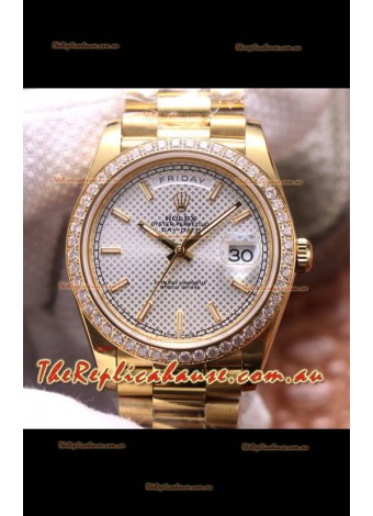 Rolex Day Date Presidential 904L Steel Yellow Gold 40MM - White Steel Dial 1:1 Mirror Quality Watch