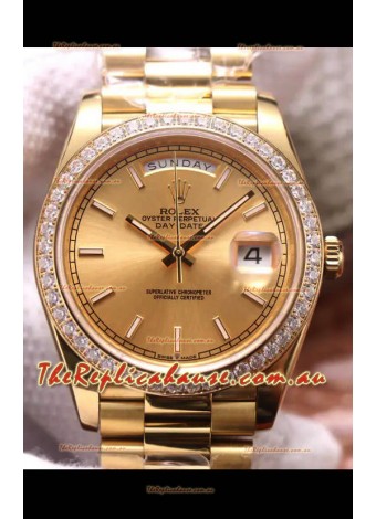 Rolex Day Date Presidential 904L Steel Yellow Gold 40MM - Gold Dial 1:1 Mirror Quality Watch