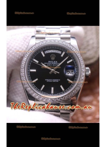 Rolex Day Date Presidential 904L Steel 40MM - Black Dial 1:1 Mirror Quality Watch