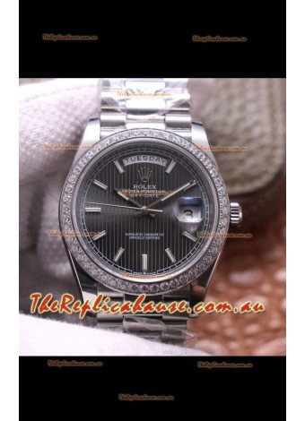 Rolex Day Date Presidential 904L Steel 40MM - Dark Grey Dial 1:1 Mirror Quality Watch