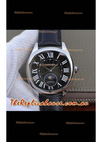 Drive De Cartier Moonphase Edition 1:1 Mirror Replica Watch in Stainless Steel - Brown Dial 
