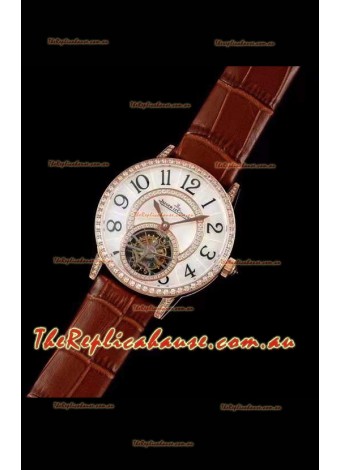 Jaeger LeCoultre RENDEZ-VOUZ Tourbillon 1:1 Mirror Quality Swiss Replica Watch in Rose Gold Casing