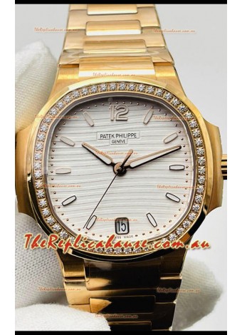 Patek Philippe Nautilus 7118/1200R-001 35MM 1:1 Mirror Swiss Replica Watch in Yellow Gold
