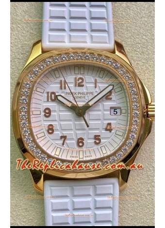 Patek Philippe Aquanaut LUCE 5072R-001 Quartz Swiss Replica Watch in Yellow Gold White Dial - 35MM