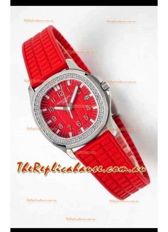 Patek Philippe Aquanaut LUCE 5072A-001 Quartz Swiss Replica Watch in Red Dial - 35MM