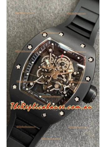Richard Mille RM055 Ceramic Casing 1:1 Mirror Replica Watch in Black Strap 